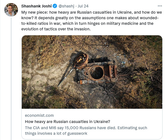 how heavy are Russian casualties in Ukrain, and how do we know? It depends greatly on the assumptions one makes how heavy are Russian casualties in Ukrain, and how do we know? It depends greatly on the assumptions one makes