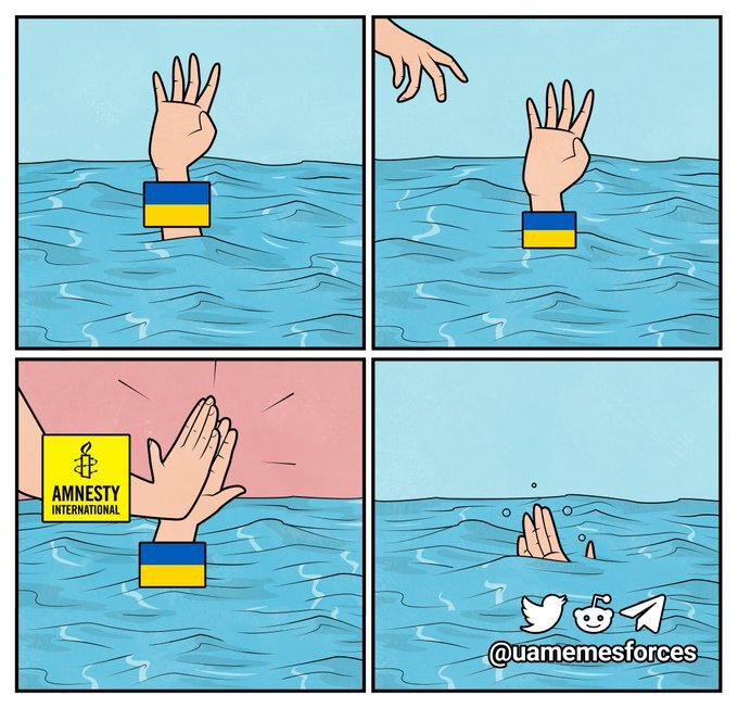 Ukraine is drowning, Amnesty International appears, but instead of helping, AI gives Ukraine a high five Ukraine is drowning, Amnesty International appears, but instead of helping, AI gives Ukraine a high five