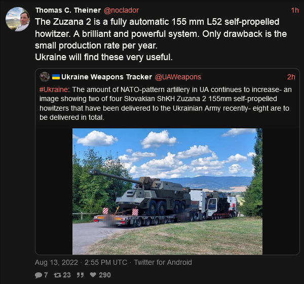 The Zuzana 2 is a fuly automatic 155mm L52 self-propelled howitzer. Only drawback is the small production rate per year. The Zuzana 2 is a fuly automatic 155mm L52 self-propelled howitzer. Only drawback is the small production rate per year.