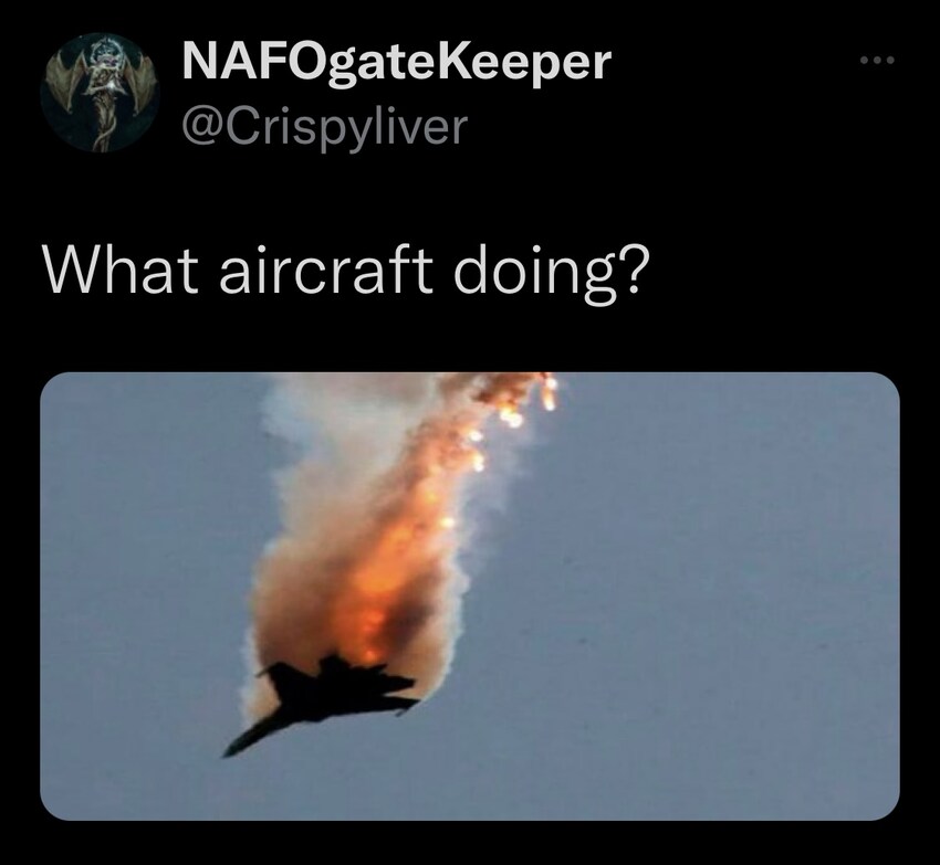 Russian jet on fire, NAFOgateKeeper says, 'What aircraft doing?'