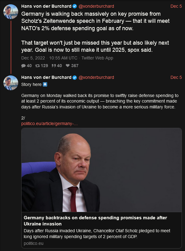 Olaf Scholz says that Germany will delay spending 2% on NATO defense until at least 2025 Olaf Scholz says that Germany will delay spending 2% on NATO defense until at least 2025