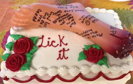 cake with a severed foot on it, because a Farker beat a foot infection. cake with a severed foot on it, because a Farker beat a foot infection.