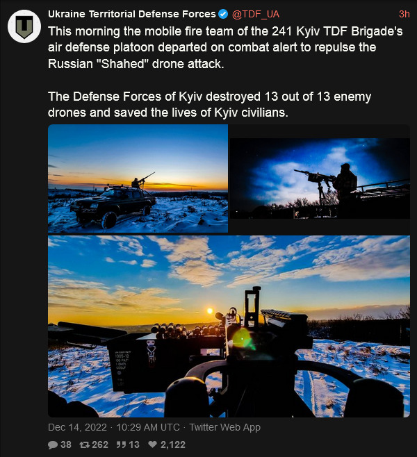 what airdefense doing? Shooting down 13 of 13 enemy drones. what airdefense doing? Shooting down 13 of 13 enemy drones.