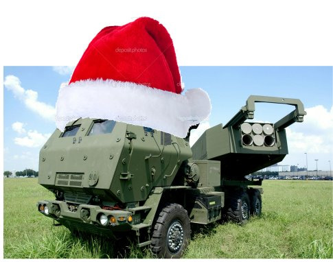 a HIMARS with a Santa hat on it a HIMARS with a Santa hat on it