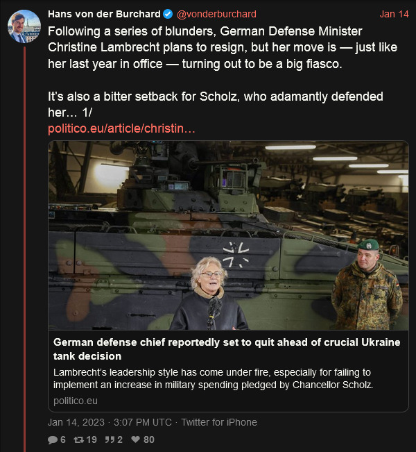 Defense Minister Christine Lambrecht plans to resign, but it's turning into a fiasco.