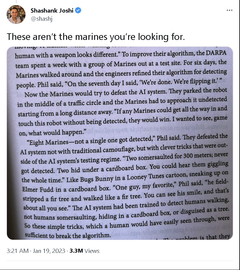 An AI system that was designed to track and spot Marines fails spectacularly in an actual test.