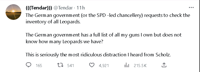 Germany knows how many guns I have but does not know how many Leopard tanks it has?