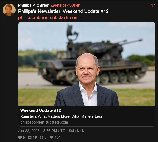 weekend update on O'Brien's substack.