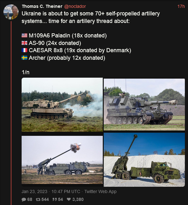 Ukraine is about to get some 70+ self-propelled artillery systems... time for an artillery thread.