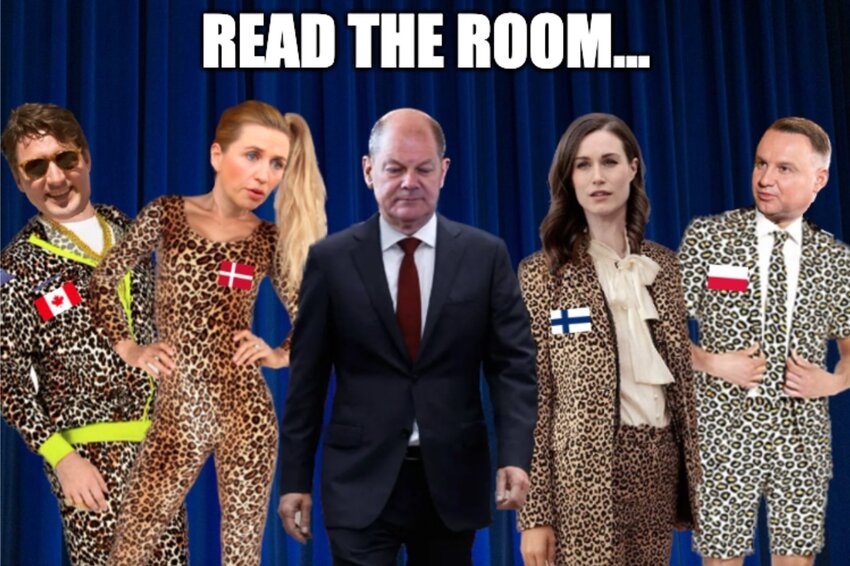 Read the room... Canada, Denmark, Finland, and Poland are all wearing leopard print and looking disapprovingly at Putin.