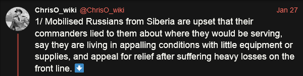 Mobilized Russians from Siberia are upset that their commanders lied to them about where they would be serving, say they are living in appalling conditions with little equipment or supplies, and appeal for relief after suffering heavy lossed on the front line.