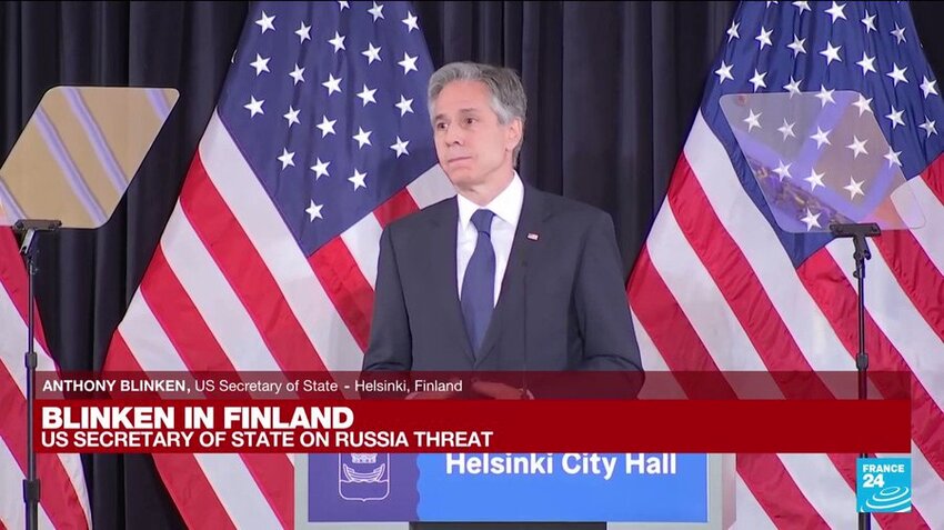 Blinken in Finland says Russia is the second strongest military in Ukraine.