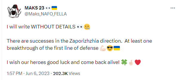 No details, but there are successes in the Zaporizhzhia direction.