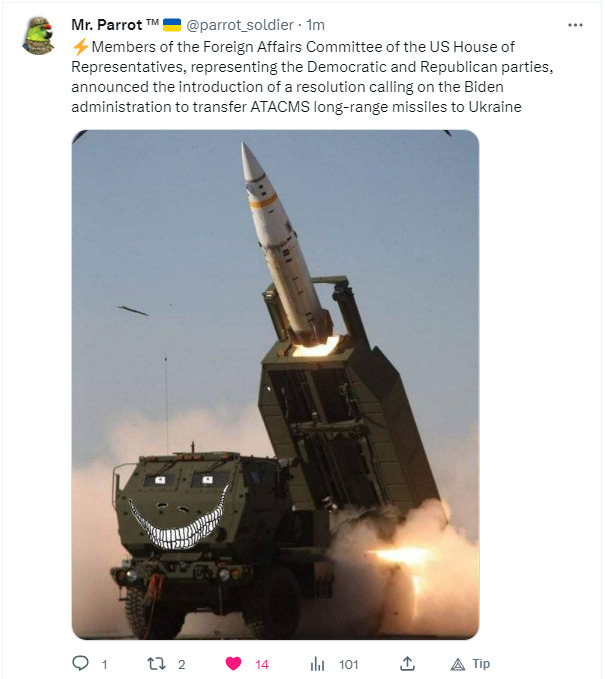 Members of the Foreign Affairs Committe of the US House announced the introduction of a resolution calling on the Biden administration to transfer ATACMS long-range missiles to Ukraine.