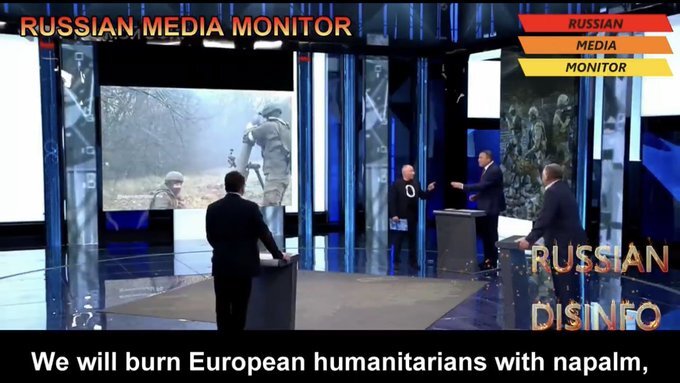 Russian Media Monitor: We will burn European humanitarians with napalm.