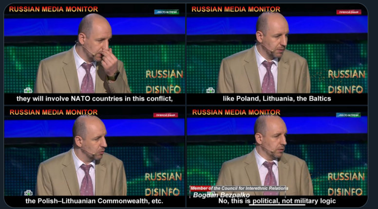 Russian media monitor says 'They will involve NATO countries in this conflict, like Poland, Lithuania, the Baltics, the Polish-Lithuanian Commonwealth.' Note that the Polish-Lithuanian Commonwealth stopped existing in 1795.
