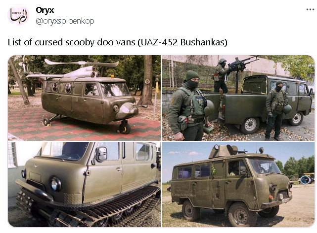 List of cursed scooby doo vans (UAZ-352 Bushankas). Picture of old, crappy Russian vans that look kind of like the van on 'Scooby Doo'.