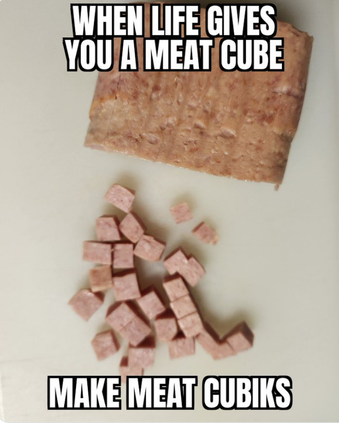 When life gives you meat cubes, make meat cubiks.