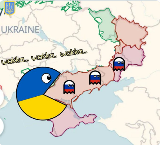 Pac-Man (Ukraine) is chasing Russian ghosts (Luhansk, Donetsk)