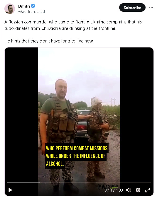 A Russian commander in Ukraine complains that his subordinates from Chuvashia are drinking at the front line.