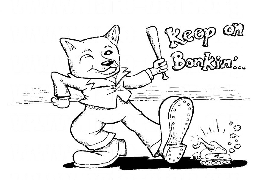 Fella drawn to look like R. Crumb's famous 'Keep on Truckin' picture, with 'Keep on Bonkin' text instead.