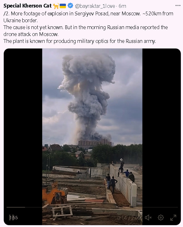 Large explosion outside of Moscow.