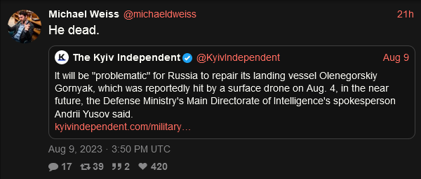 It will be 'problematic' for Russia to repair its landing vessel Olenegorskiy Gornyak.