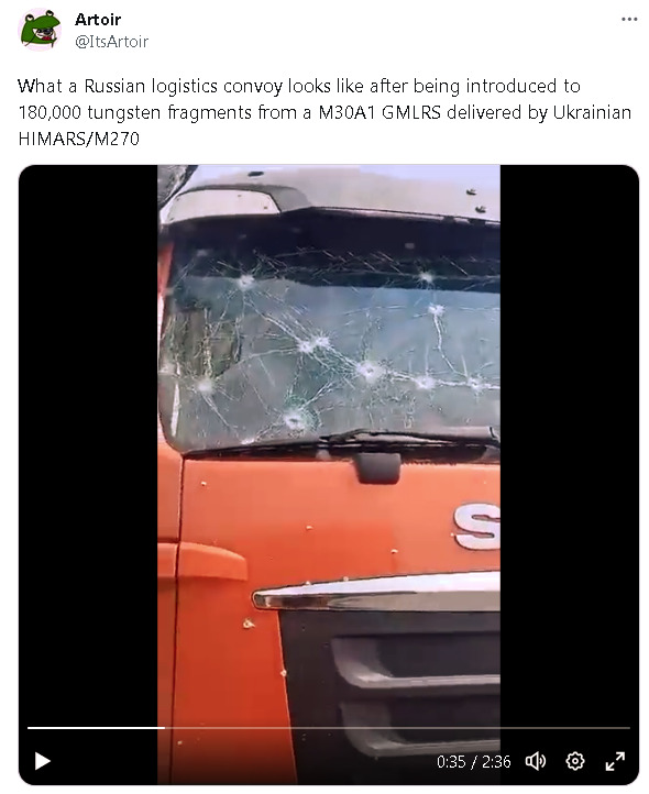 HIMARS turns logistics convoys into Swiss cheese.