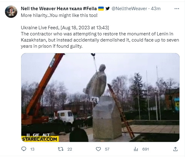 The contractor who was attempting to restore the monument of Lenin in Kazakhstan, but instead accidentally demolished it, could face up to 7 years in prison if found guilty.
