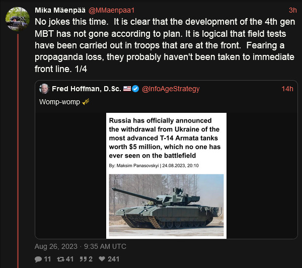 The T-14 tanks have been withdrawn from Ukraine.