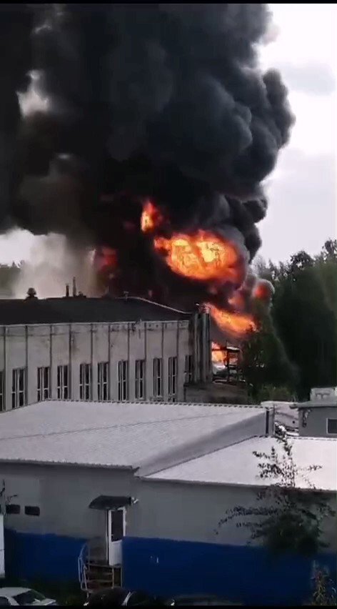 A large fire at an oil depot near St. Petersburg.