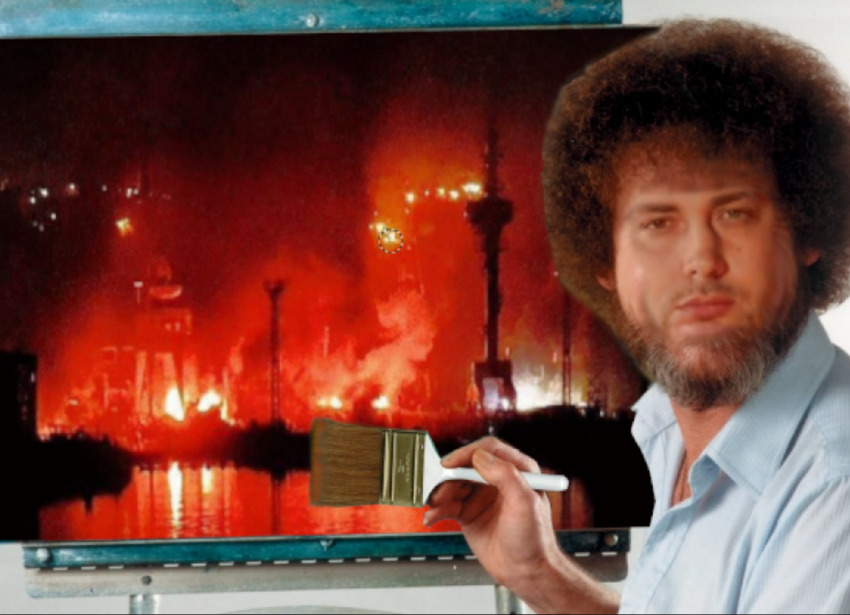Bob Ross paints a picture of the recent Sevastopol fires.