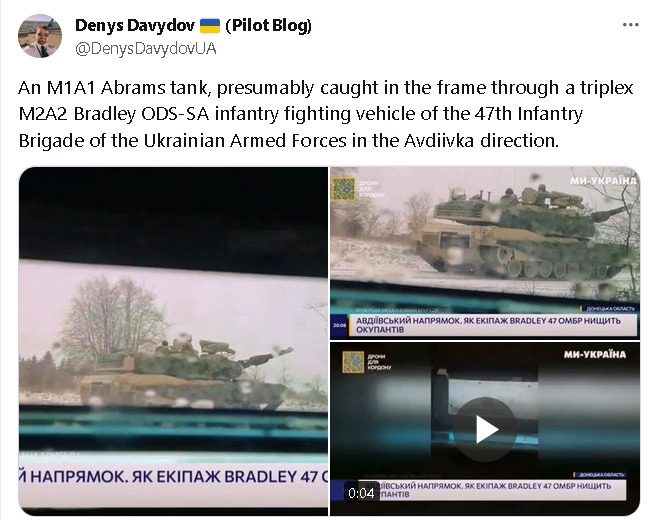 Has M1 Abrams entered the chat? A Bradley may have captured an image of an M1 near Avdiivka.