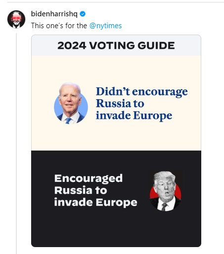 Voting guide 2024: Biden didn't encourage Russia to invade Europe, Trump did.