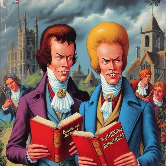 Neural net generated picture of Beavis and Butt-head as Russian aristocrats.