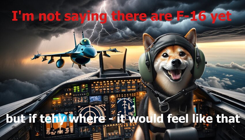 Fella in plane, captioned 'I'm not saying there are F-16s yet but if they were, it would feel like that.'