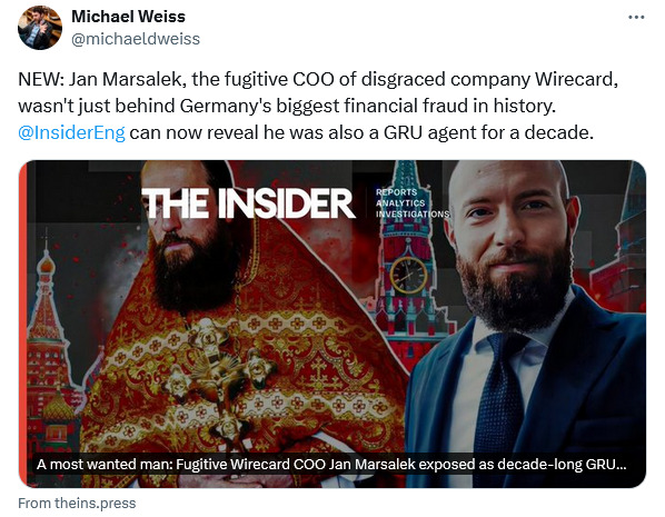 Jan Marsalek, CEO of Wirecard, was behind Germany's biggest financial fraud in history and was a GRU agent for a decade.