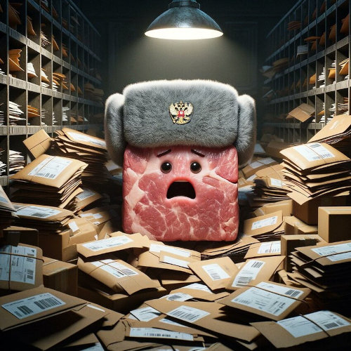 Meat Cubie in an office looking upset.