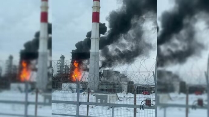 A fire at an oil refinery in Russia.