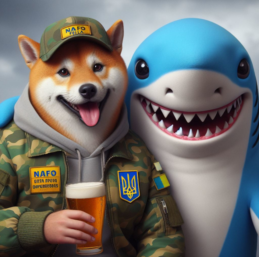 A fella with a shark and a beer.