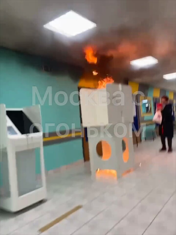 Someone in Russia set fire to a ballot box, one of many cases of vandalism in the latest Russian election.