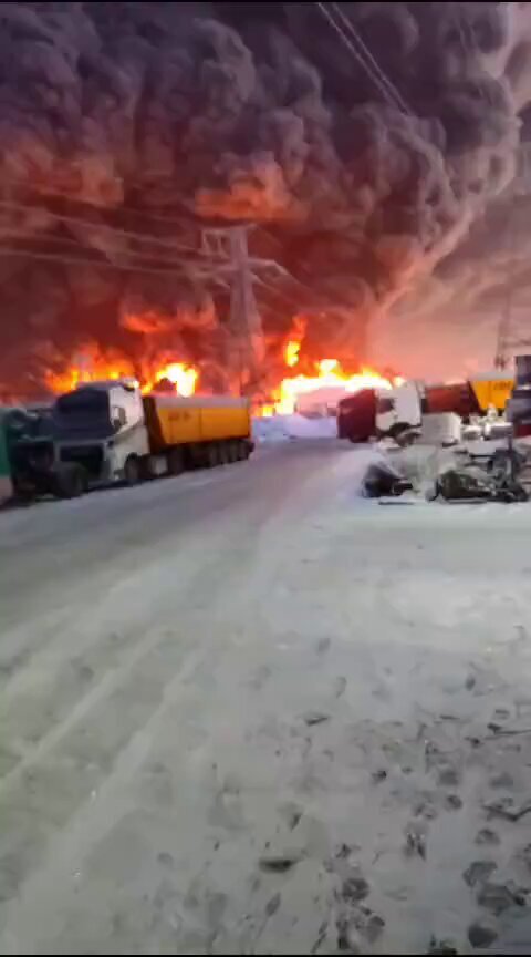 A Wildberries warehouse is on fire in Russia.