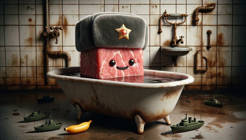 Meat Cubie is no longer allowed to play in the Black Sea and must sit in the bathtub instead.