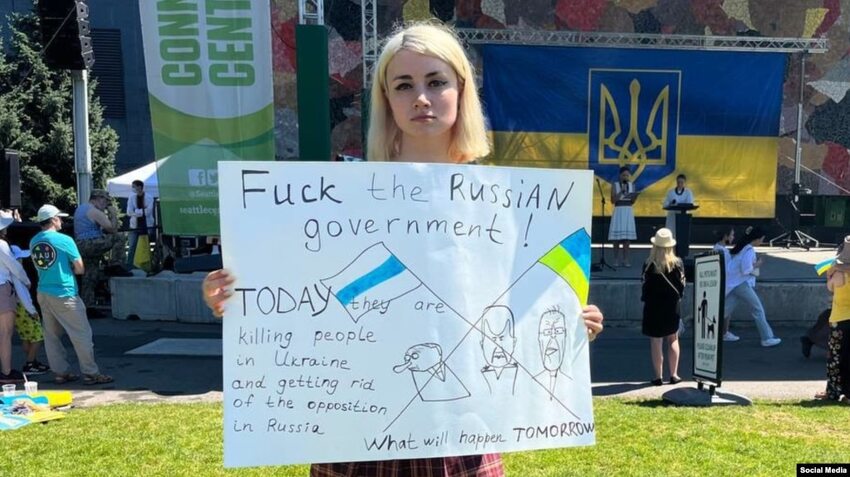 A Russian antiwar activist was sentenced to 8 years in prison in absentia.