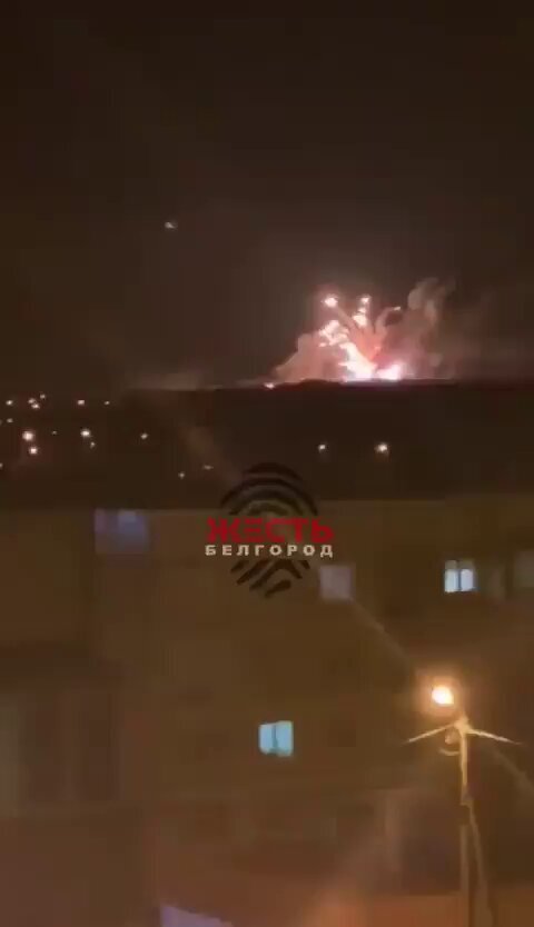 A fireworks show at ground level in Belgorod.