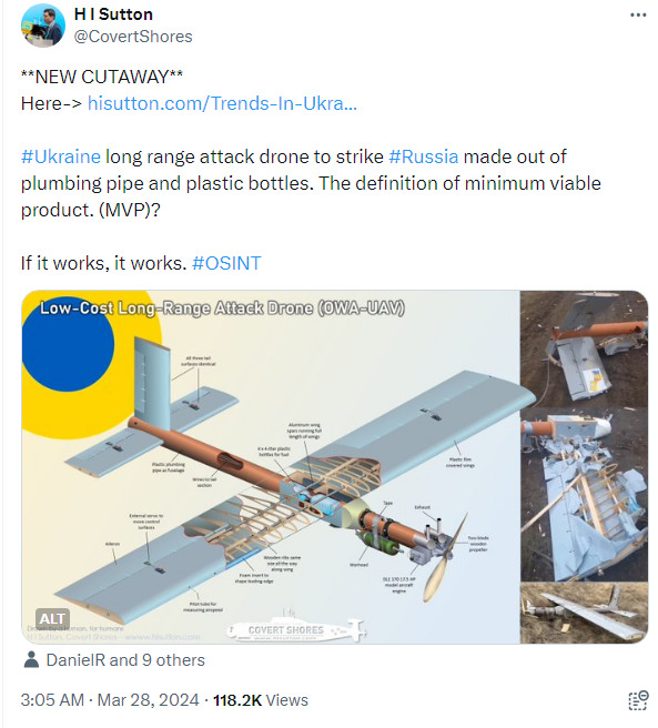 Explanatory diagram of new Ukrainian attack drone.