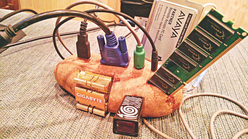 State of the art Russian AI (a potato with VGA, USB, PS/2 keyboard, audio, RAM, PCMCIA, and heat sink in it.)