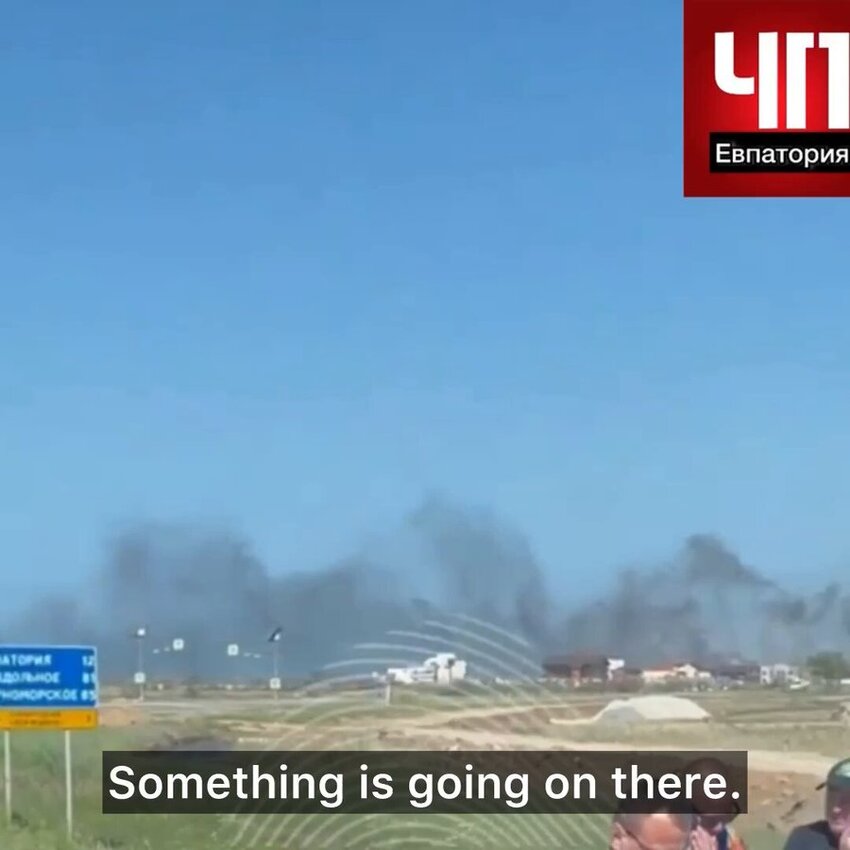 Russian airfield in occupied Crimea is on fire.