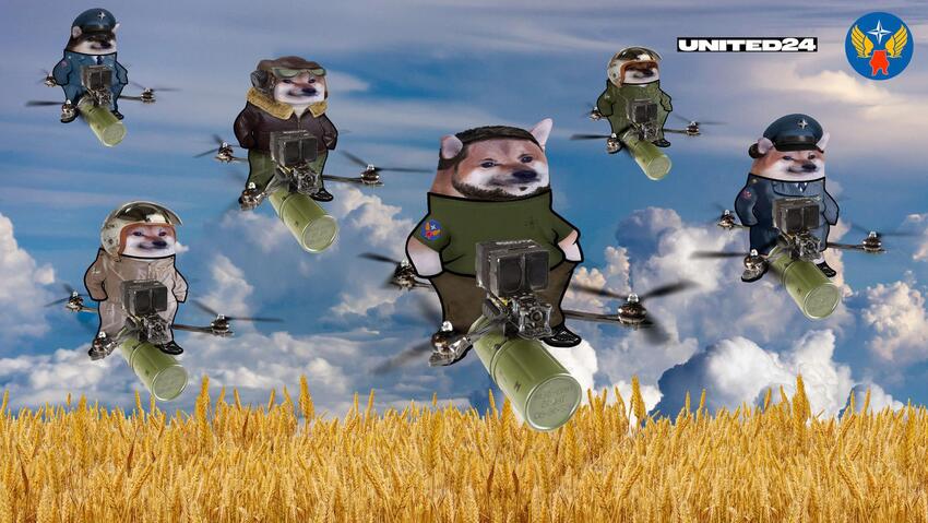 Fellas riding on drones.