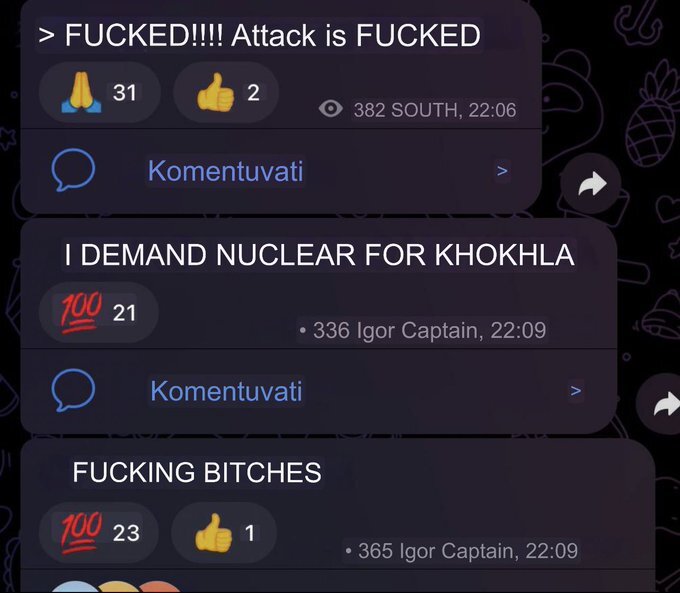 Auto-translated tweet where someone's really upset about an attack in Khokhla, Crimea.